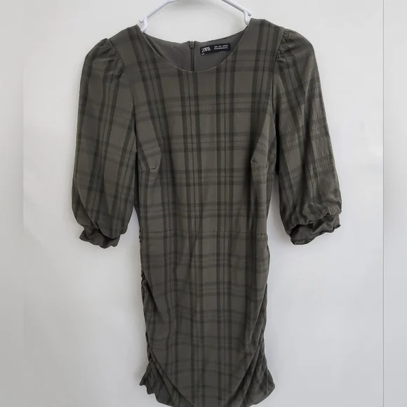 Zara | Dresses | Zara Womens Bodycon Mini Green Plaid Ruched Puff Short Sleeve Dress Sz Small | Poshmark Zara | Dresses | Zara Womens Bodycon Mini Green Plaid Ruched Puff Short Sleeve Dress Sz Small | Poshmark